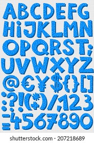 blue dotted letters and numbers on light patterned background baby girl alphabet set 