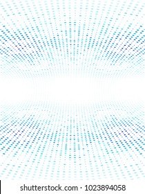 Blue dotted lines, abstract halftone and perspective background.