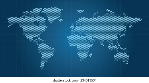 Blue Dotted Map of the World radial fill