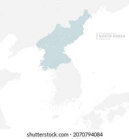 blue dotted North Korea map, including neighboring countries. 