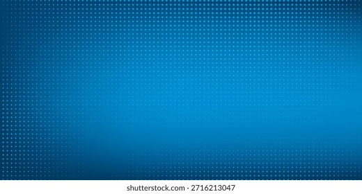 Blue dotted opened 3d realistic gift box with magical shining glow and golden ribbons flying off cover, place for your text abstract simple design