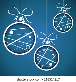 blue dotted scribbled christmas balls