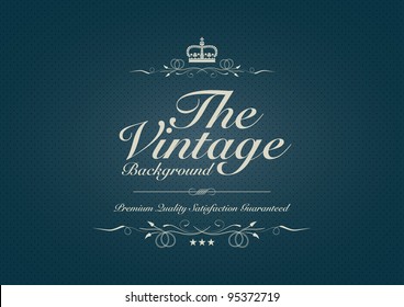 Blue Dotted Vintage Background With Ornament