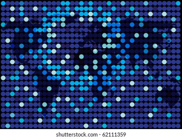 Blue Dotted World Map