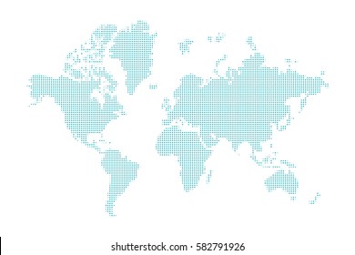 blue dotted world map, vector design element on white background