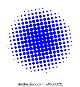 Blue dotted.Halftone circles, halftone dots pattern, vector. Blue dots on white background. Monochrome half-tone.