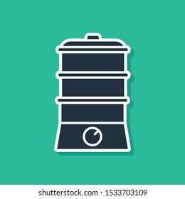 Blue Double boiler icon isolated on green background.  Vector Illustration