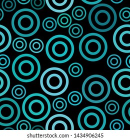 Blue double circles on dark background - vector seamless pattern