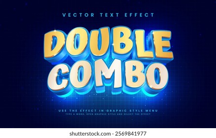 Blue Double Combo Editable Vector Text Effect, With Glowing Light Style.