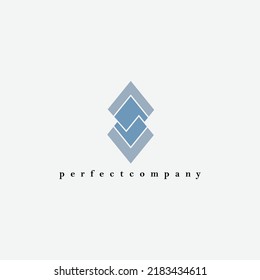 Blue double rhombus elegant vector logo. Logo for company, law firm, product, brand, and organization.