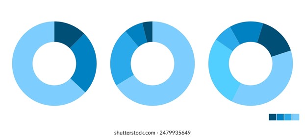 Blue Doughnut Chart vector, Ring Diagram, Business infographic for presentation, Static, Analysis graph in Moder flat style, Percentage illustration