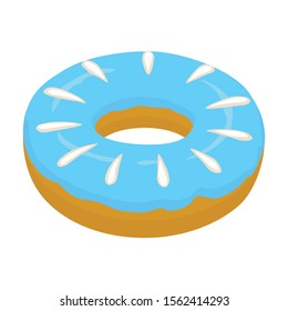 Blue doughnut vector icon.Cartoon vector icon isolated on white background blue doughnut.
