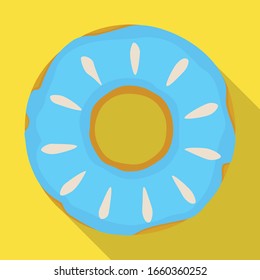 Blue doughnut vector icon.Flat vector icon isolated on white background blue doughnut.