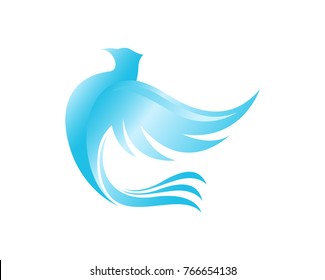 Blue Dove Eagle Bird Modern Wings Flying Logo