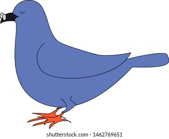 Blue dove with glasses, illustration, vector on white background.