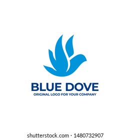 Blue dove logo design template. Bird logo can be used as symbols, logo, icons, or others. Dove logo inspiration. Color and text can be changed according to your need.