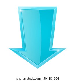 Blue down arrow. Vector illustration isolated on white background