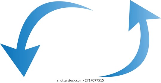 Blue up and down arrows icon representing download and indicate sign for digital interface navigation.