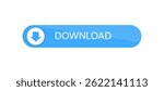 Blue download button. Button element for web design, ui ux, and mobile devices. Vector illustration