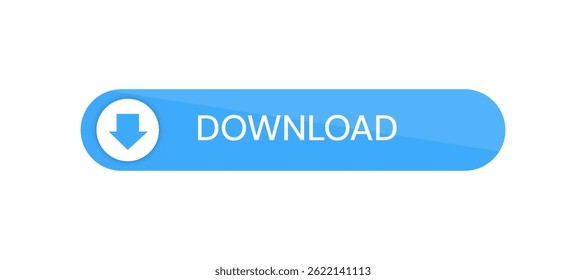Botão azul de download. Elemento Button para web design, ui ux e dispositivos móveis. Ilustração vetorial