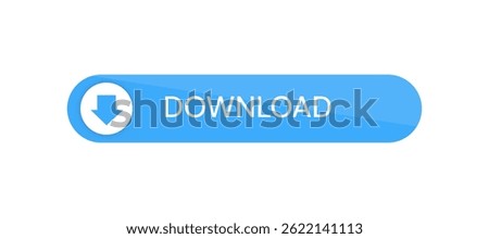 Blue download button. Button element for web design, ui ux, and mobile devices. Vector illustration