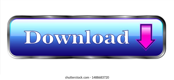 Blue download button. Web design. Download with down arrow.