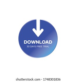 Blue download circle icon vector design template