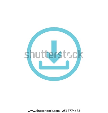blue Download icon. Load internet data symbol. Blue circle download button with flat web icon. Vector