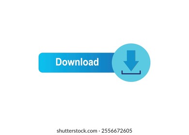 Blue Download icon on white background. vector illustration. web button.