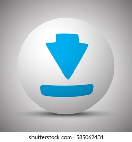 Blue Download icon on white sphere