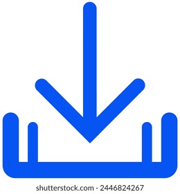 Blue download icon, sign icon, vector illustration.