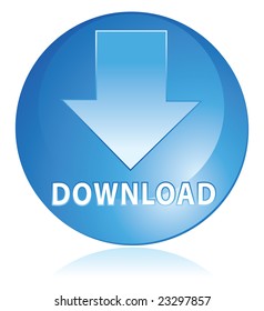 blue download icon in vector mode