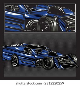blue drag race illustration isolated in black background for poster, t-shirt, graphic design, business element and card