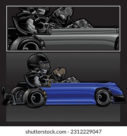 blue drag race illustration isolated in black background for poster, t-shirt, graphic design, business element and card