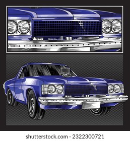 blue drag race illustration isolated in black background for poster, t-shirt, graphic design, business element and card