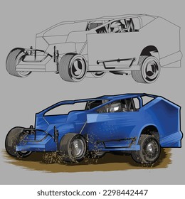 blue drag race racing car isolated in gray background for business elements, screen printing, digital printing,DGT,DFT and poster.