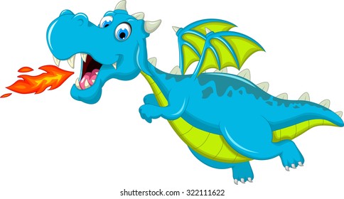 blue dragon cartoon flying