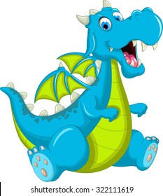 blue dragon cartoon sitting