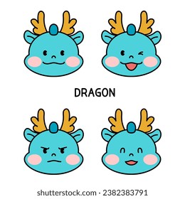 Blue Dragon character's facial emotion set.