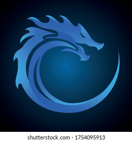 Blue dragon eps vector, color blue design