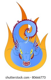 Blue dragon in flames
