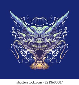 the blue dragon head illustration