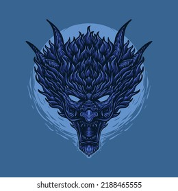 The blue dragon head illustration vector