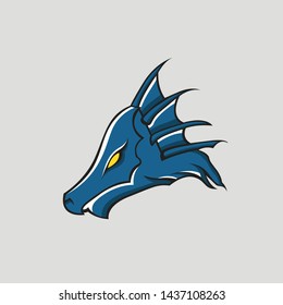 blue of dragon head logo template