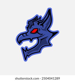 blue dragon head vector design on white background