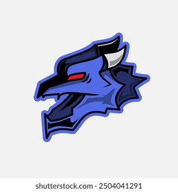 blue dragon head vector design on white background