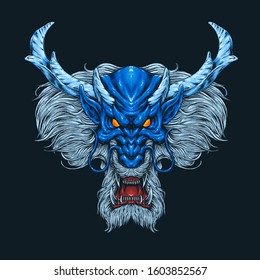 Blue dragon head vector illustration