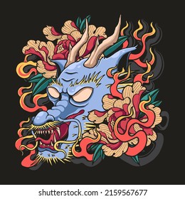 blue dragon head vector illustration