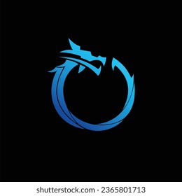 blue dragon logo with circular concept