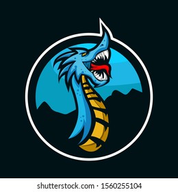 Blue Dragon Logo E-sports Vector 